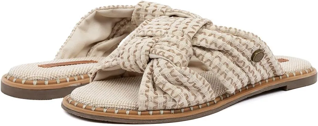 Nautica Women’s Slip-On Sandals – Casual Flat Slide Shoes with Bow Detail, Woven Upper, and Cushioned Footbed for Summer Comfort