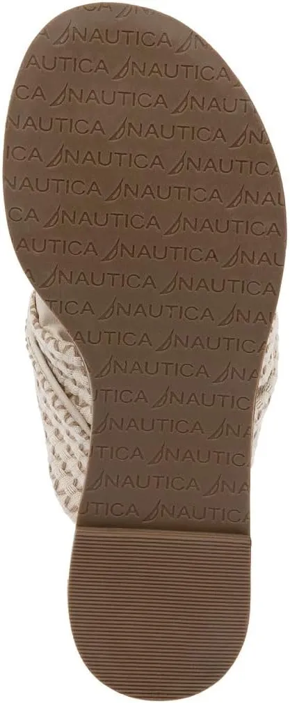 Nautica Women’s Slip-On Sandals – Casual Flat Slide Shoes with Bow Detail, Woven Upper, and Cushioned Footbed for Summer Comfort