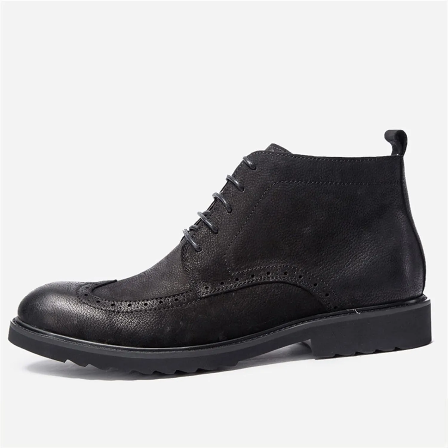 New Mens Ankle Boots Slip Resistant Anti-slip Wearable Derby Carved Brogue Win Tip With Zipper Cowhide Leather Casual Stylish