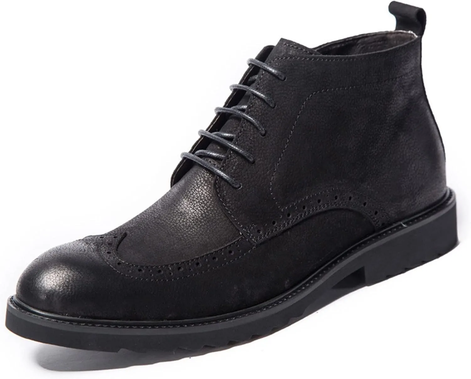 New Mens Ankle Boots Slip Resistant Anti-slip Wearable Derby Carved Brogue Win Tip With Zipper Cowhide Leather Casual Stylish