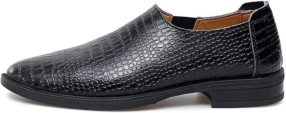 New Mens Loafers Moccasins Shoes Faux Crocodile Print Solid Colors Leather Slip Resistant Flat Heel Lightweight Wedding Casual Slip-ons