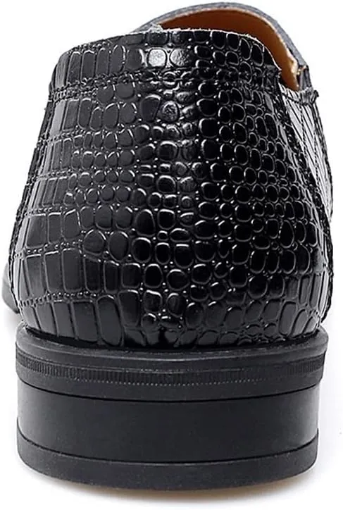 New Mens Loafers Moccasins Shoes Faux Crocodile Print Solid Colors Leather Slip Resistant Flat Heel Lightweight Wedding Casual Slip-ons
