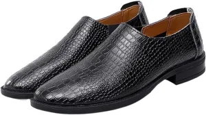 New Mens Loafers Moccasins Shoes Faux Crocodile Print Solid Colors Leather Slip Resistant Flat Heel Lightweight Wedding Casual Slip-ons
