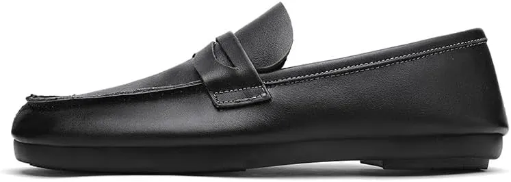 New Men's Loafers Round Toe Split Toe Solid Color Leather Penny Loafers Flexible Lightweight Comfortable Fashion Slip-on