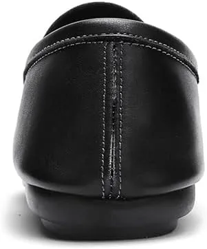 New Men's Loafers Round Toe Split Toe Solid Color Leather Penny Loafers Flexible Lightweight Comfortable Fashion Slip-on