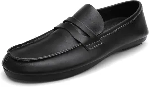 New Men's Loafers Round Toe Split Toe Solid Color Leather Penny Loafers Flexible Lightweight Comfortable Fashion Slip-on