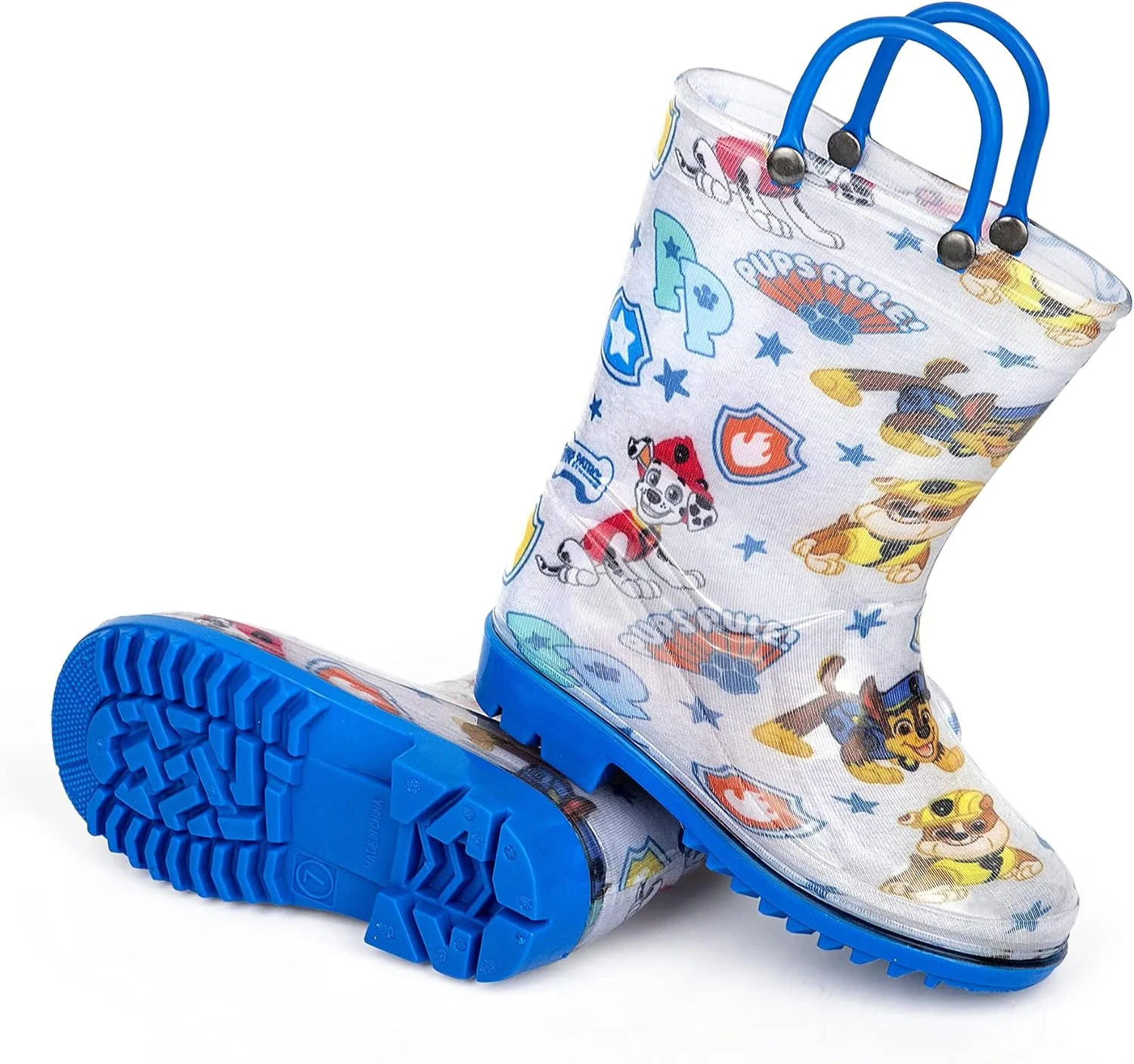 Nickelodeon Paw Patrol boys Character Printed Waterproof Easy-On Handles PVC Rain Boots