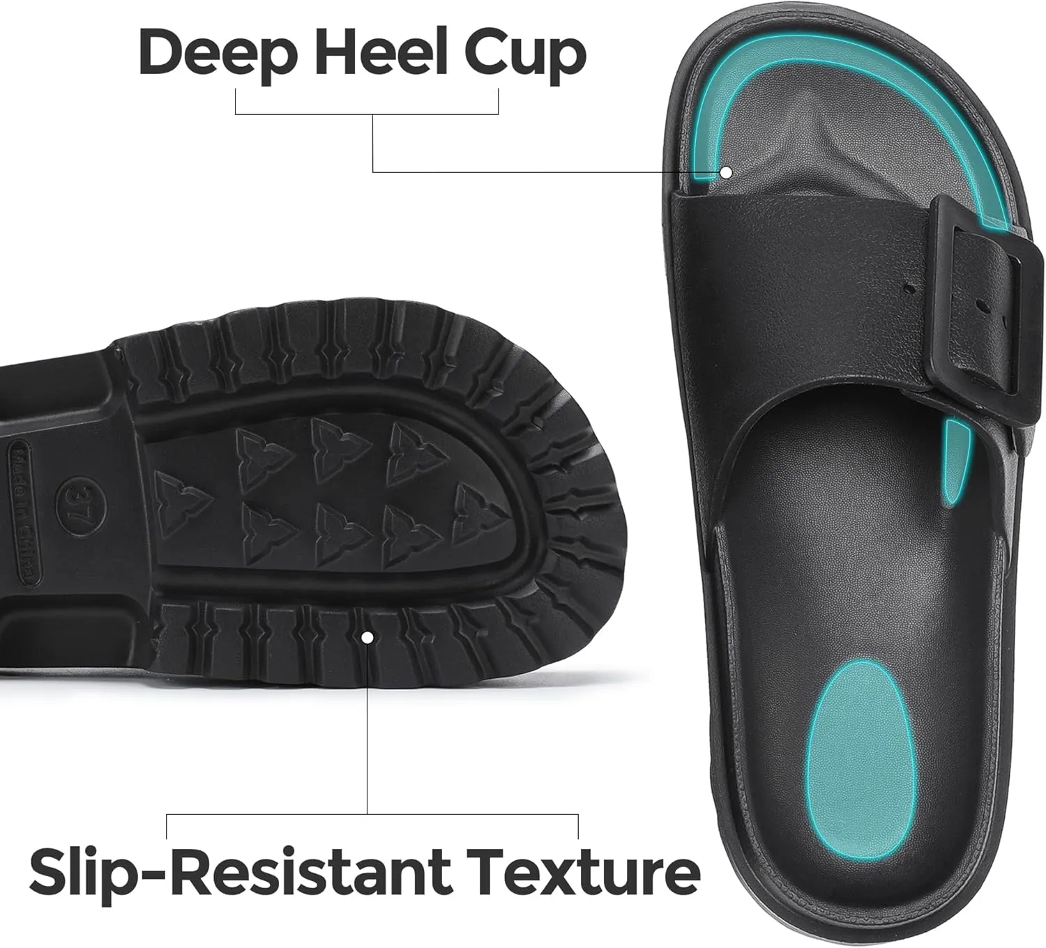 NineCiFun Women's Platform Sandals Low Wedge Sandals Open Toe Slide Sandals With Adjustable Buckle