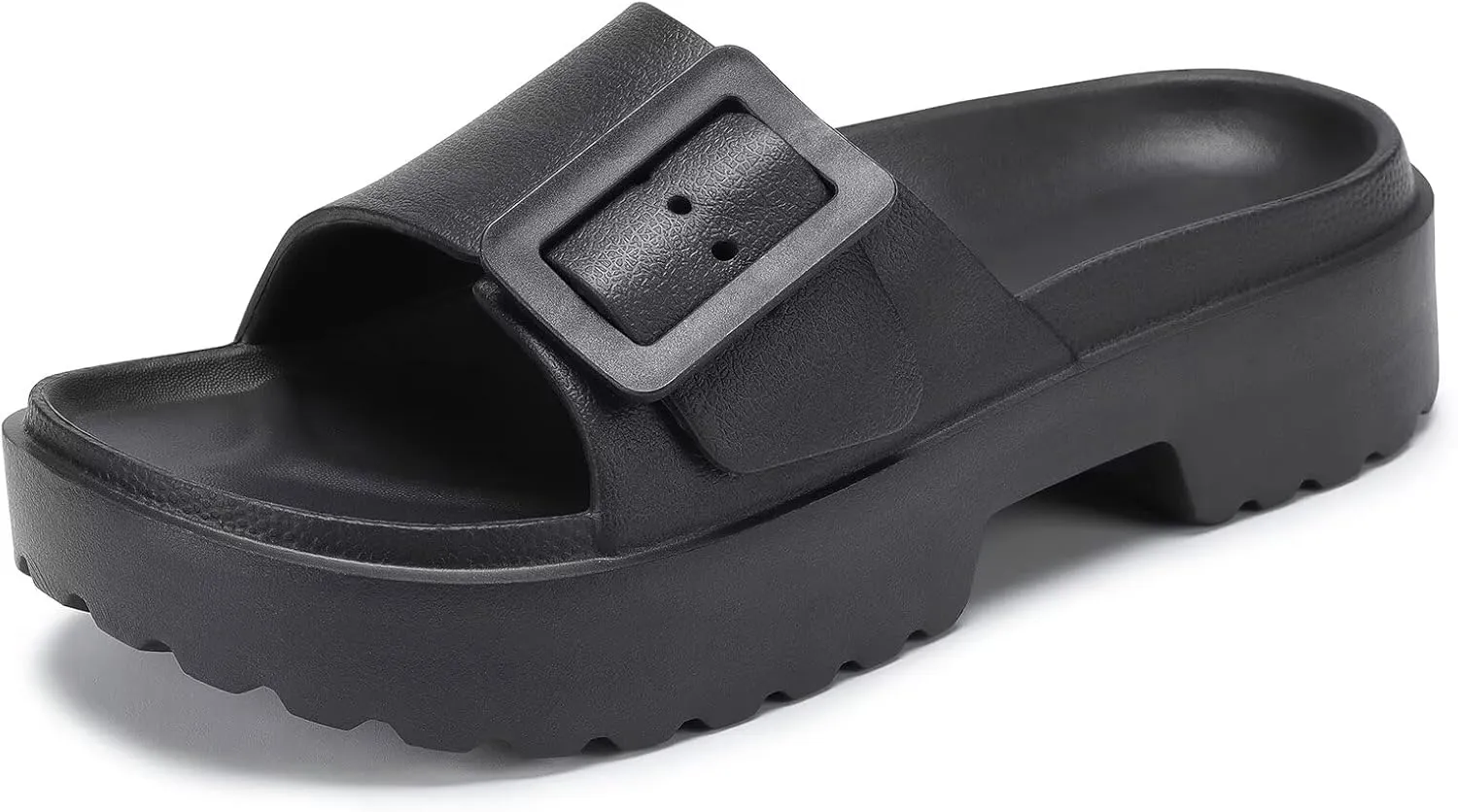 NineCiFun Women's Platform Sandals Low Wedge Sandals Open Toe Slide Sandals With Adjustable Buckle