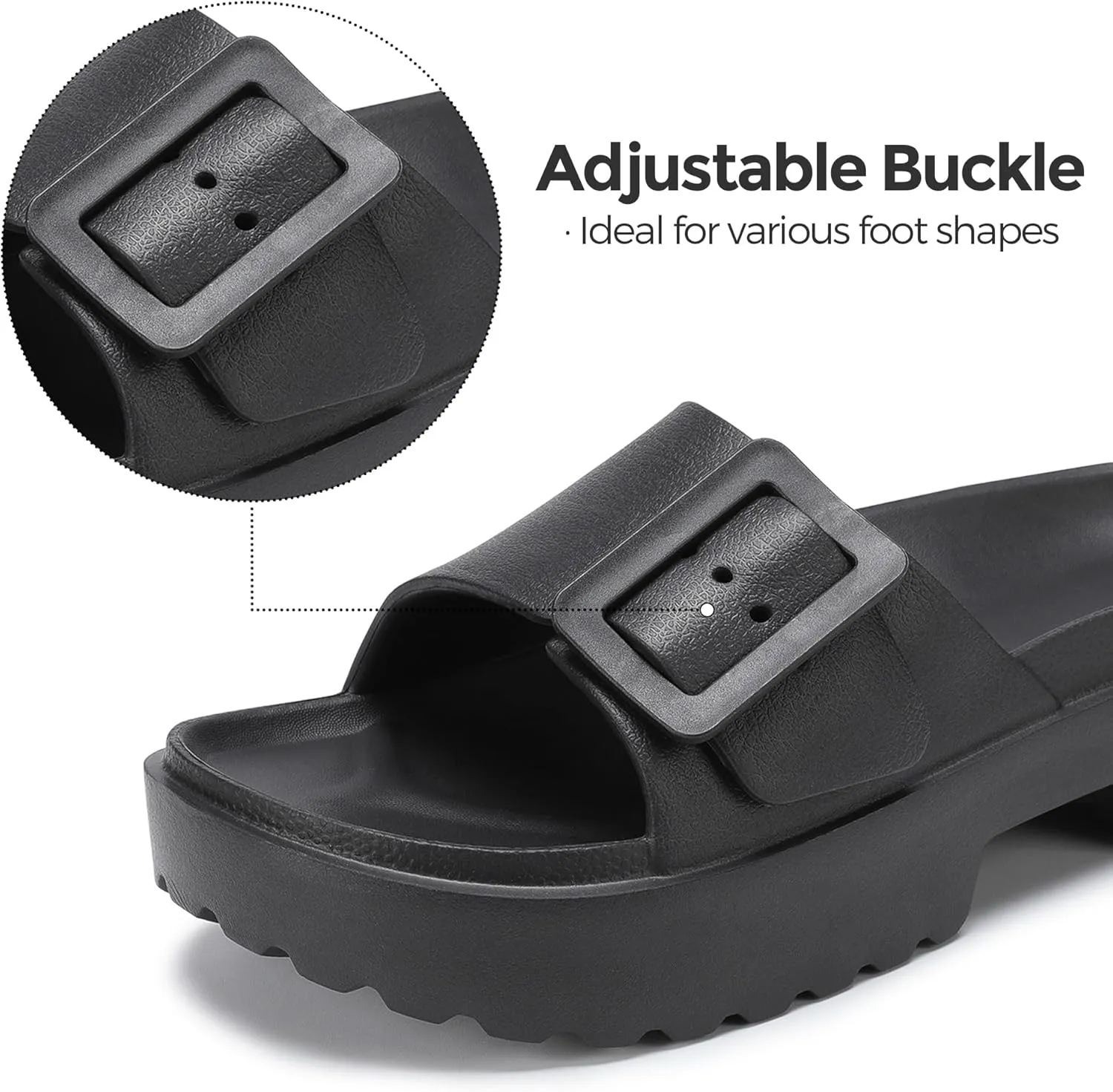 NineCiFun Women's Platform Sandals Low Wedge Sandals Open Toe Slide Sandals With Adjustable Buckle