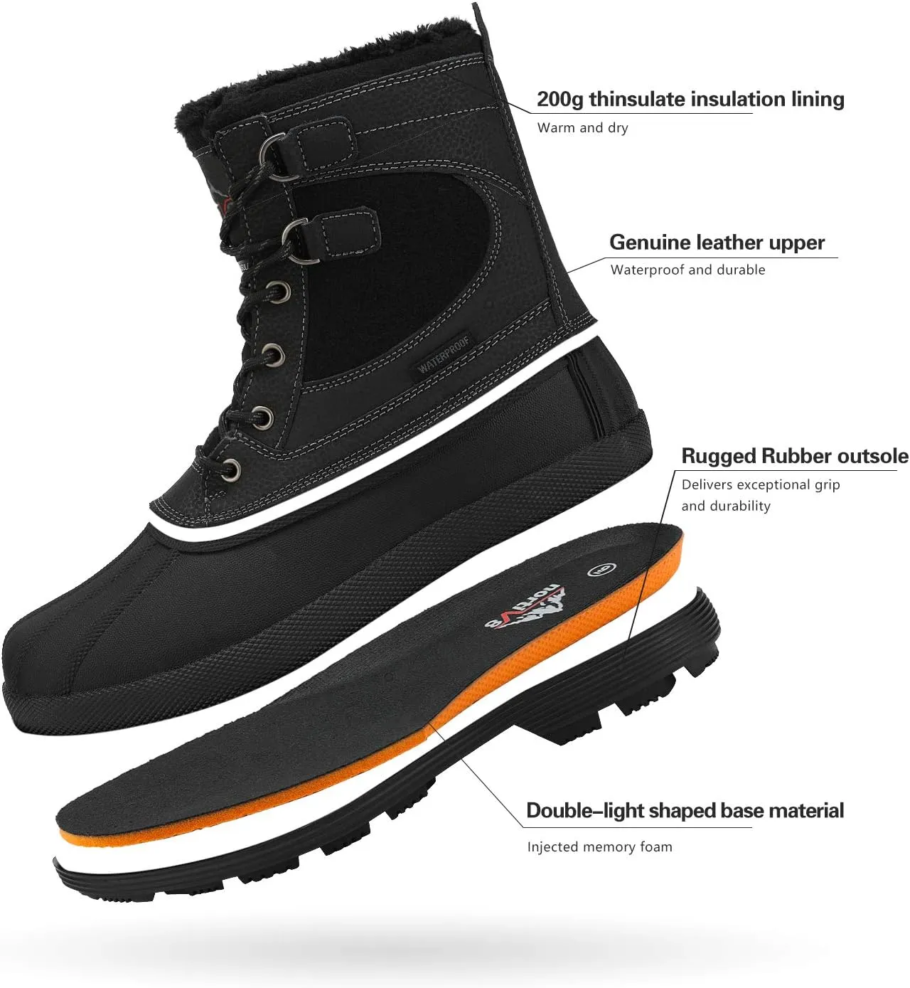 NORTIV 8 Men's Waterproof Winter Snow Boots AVENUE