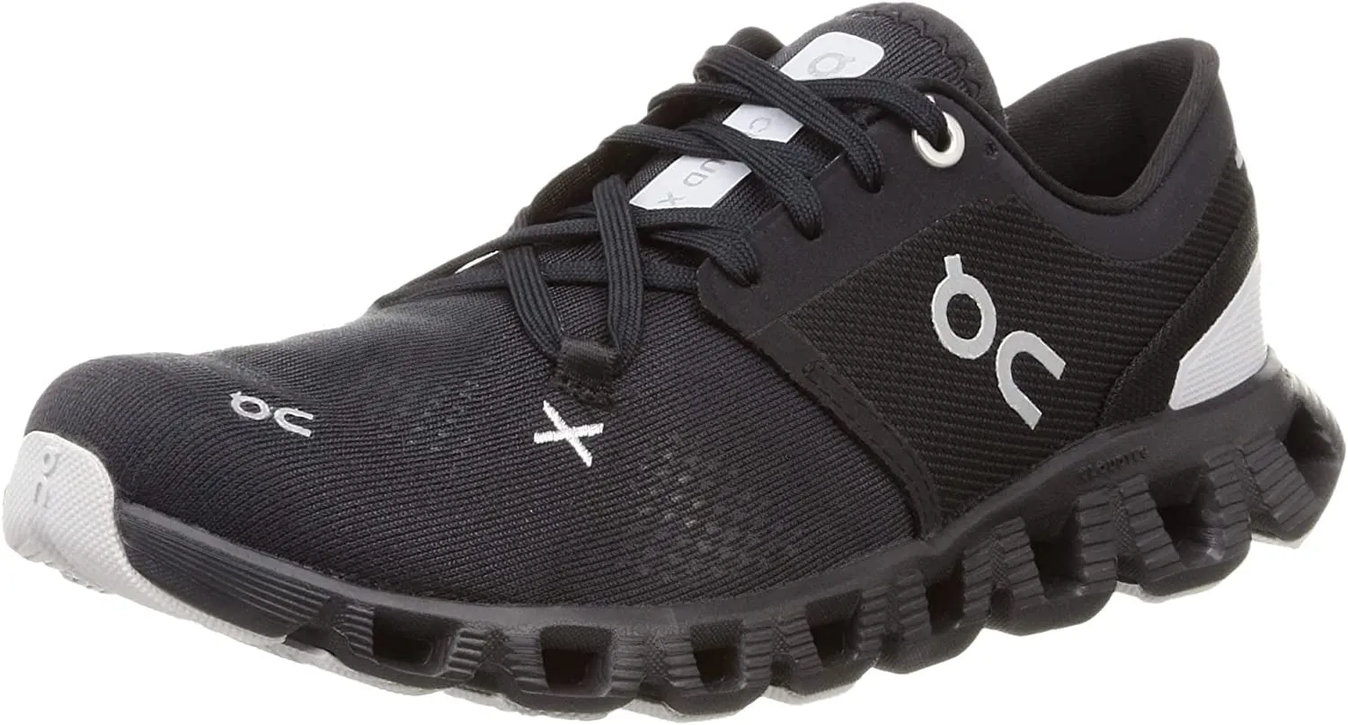 On Women's Cloud X 3 Sneakers, Black, 9.5 Medium US