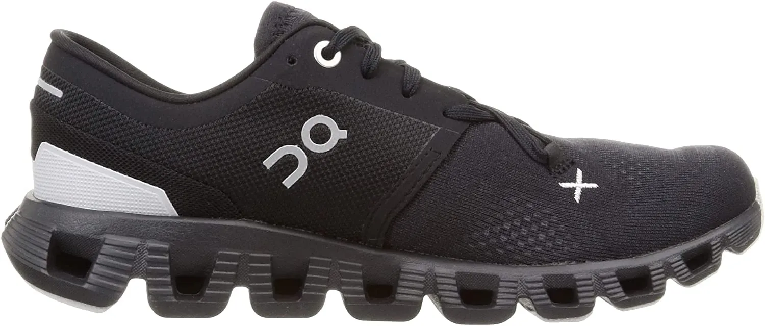 On Women's Cloud X 3 Sneakers, Black, 9.5 Medium US