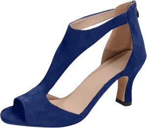 Orthopedic Heels for Women Summer High Heel Dress Shoes Open Toe Suede Sandals Cutout Roman Sandals with Back Zipper