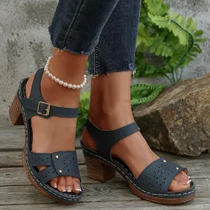 Orthopedic Wedge Sandals for Women Comfortable,Fashion Chunky Heels Sandals Women Comfy Open Toe Block Heeled Sandals Ankle Strappy Corks Heels Chunky Platform Heels for Women Summer Dress Shoes ﻿