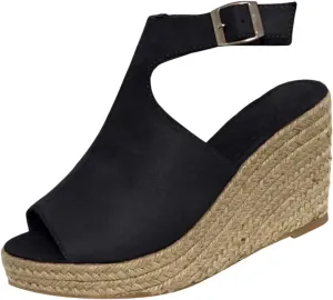 Orthopedic Wedge Sandals for Women Open Toe Walking Sandals Ankle Strap Wide Width Platform Wedge with Arch Support
