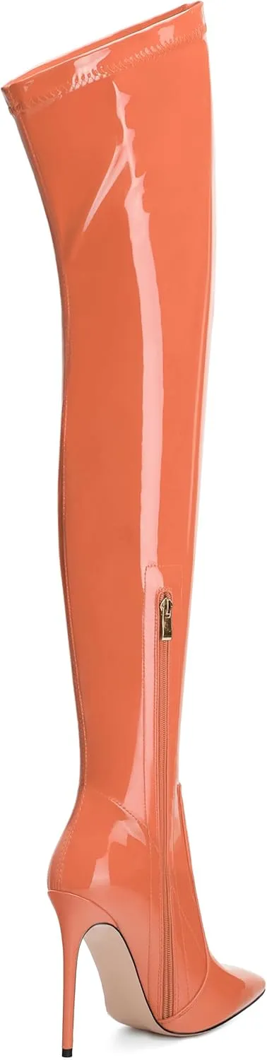 Over The Knee Boots for Women Thigh High Stiletto Zipper Pointed Toe Long Boots Classic Fashion Sexy Tall Boots