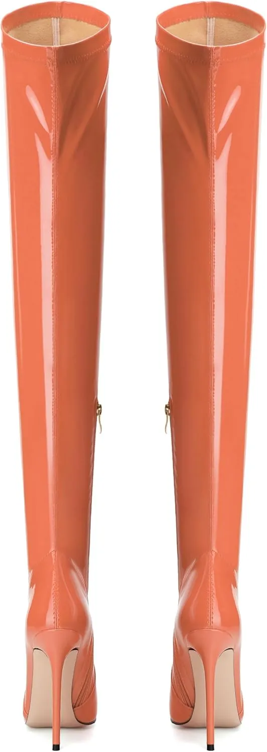 Over The Knee Boots for Women Thigh High Stiletto Zipper Pointed Toe Long Boots Classic Fashion Sexy Tall Boots