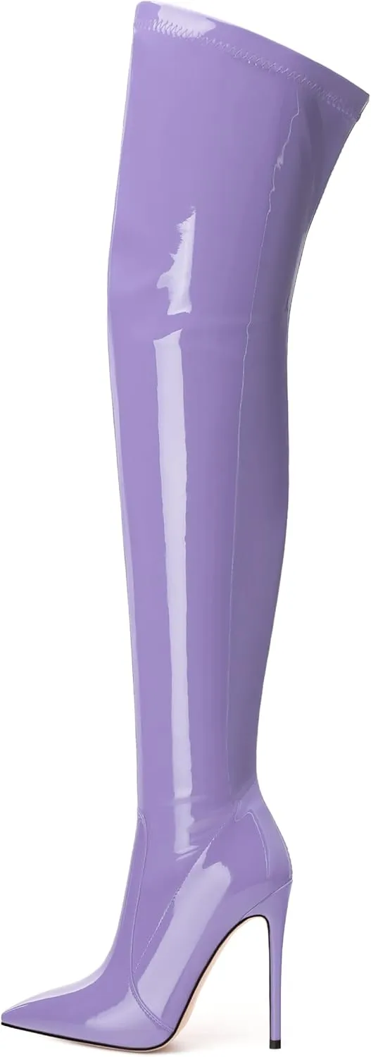 Over The Knee Boots for Women Thigh High Stiletto Zipper Pointed Toe Long Boots Classic Fashion Sexy Tall Boots