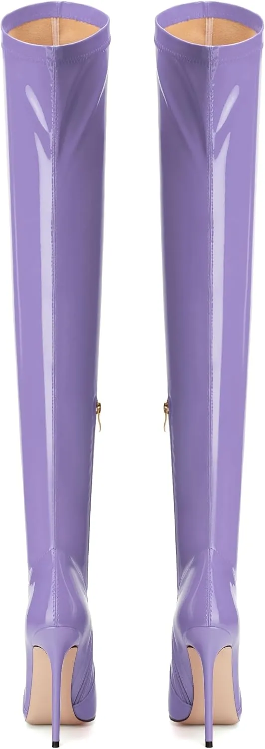 Over The Knee Boots for Women Thigh High Stiletto Zipper Pointed Toe Long Boots Classic Fashion Sexy Tall Boots