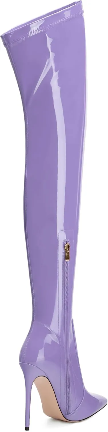 Over The Knee Boots for Women Thigh High Stiletto Zipper Pointed Toe Long Boots Classic Fashion Sexy Tall Boots