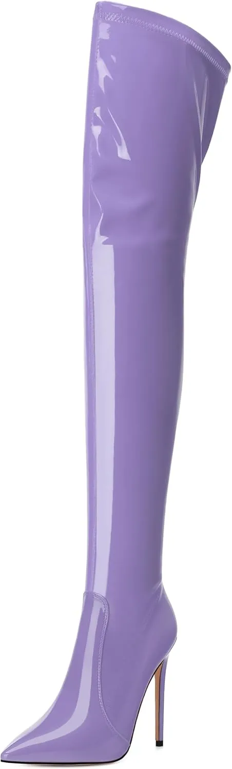 Over The Knee Boots for Women Thigh High Stiletto Zipper Pointed Toe Long Boots Classic Fashion Sexy Tall Boots