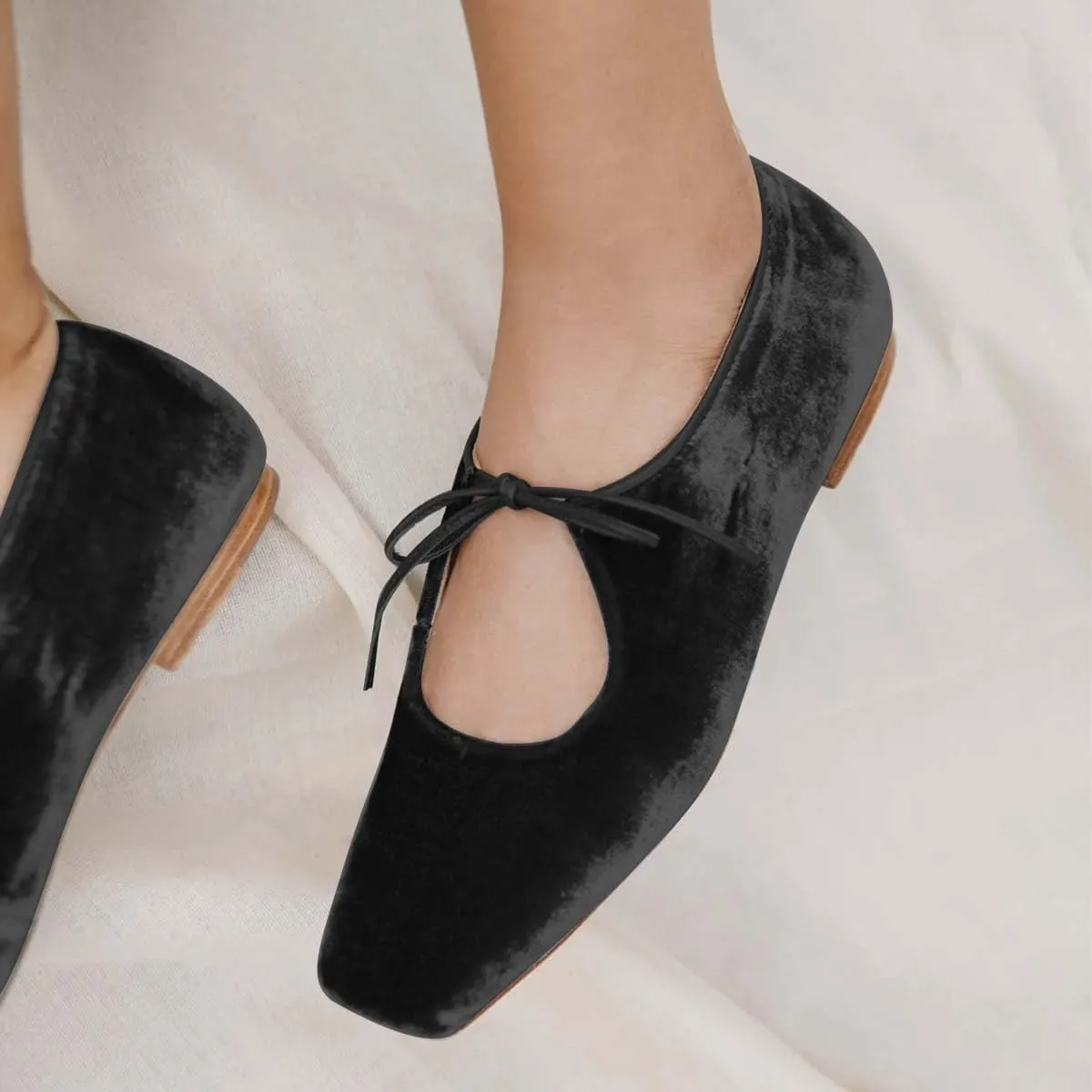 Pazzion Women Cute Bowtie Closed Square Toe Mary Jane Flats Slip On Cutout Ballet Flat Shoes for Walking Dancing Prom Size 4-16 US