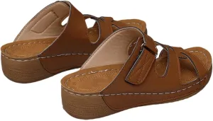 Peep Toe Wedges for Women Dressy Wide Width Orthopedic Wedge Sandals with Arch Support Walking Flip Flops