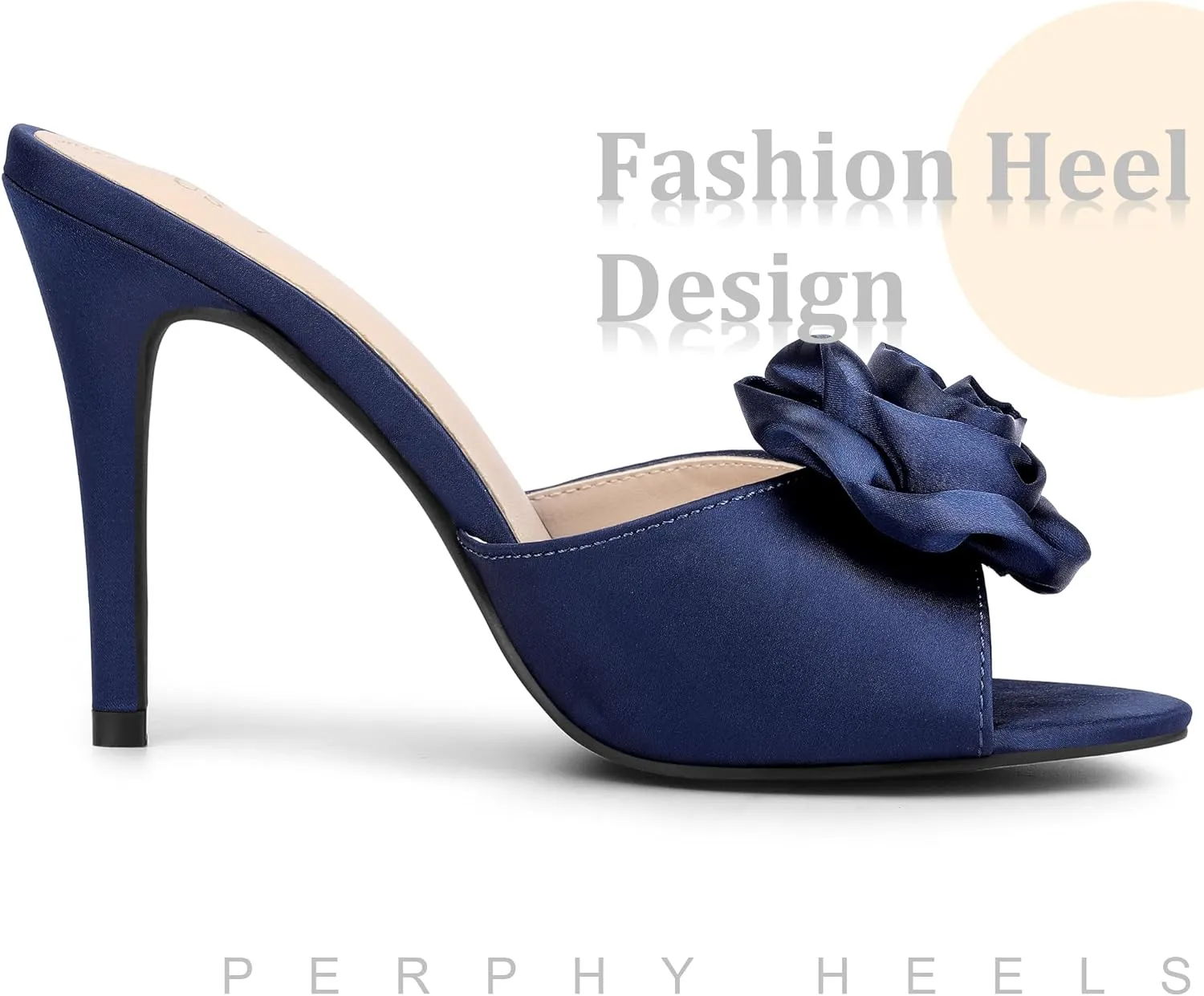 Perphy Flower Heels Dress Open Toe Slide Stiletto Heel Sandals for Women