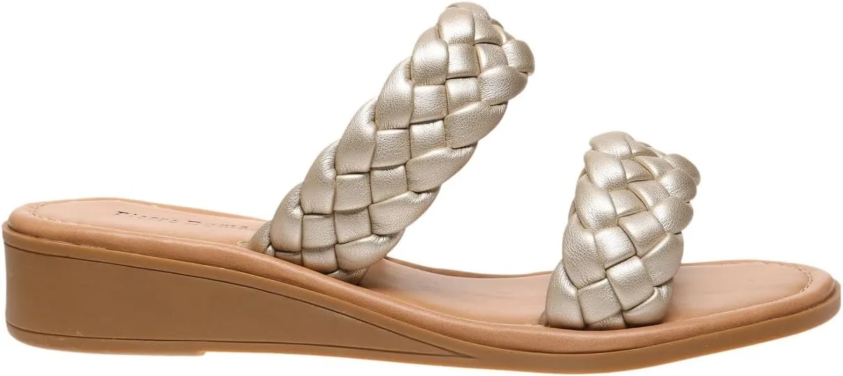 Pierre Dumas Womens braided slide sandals open toe two strap slip on sandals