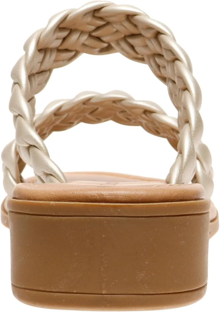 Pierre Dumas Womens braided slide sandals open toe two strap slip on sandals