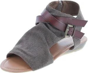 Pierre Dumas Women's Open Toe Sandal with Decorative Ankle Strap Brenna-1 Two Tone Canvas Open