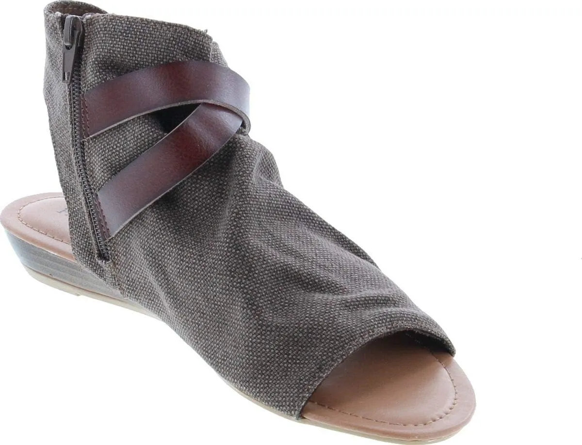 Pierre Dumas Women's Open Toe Sandal with Decorative Ankle Strap Brenna-1 Two Tone Canvas Open