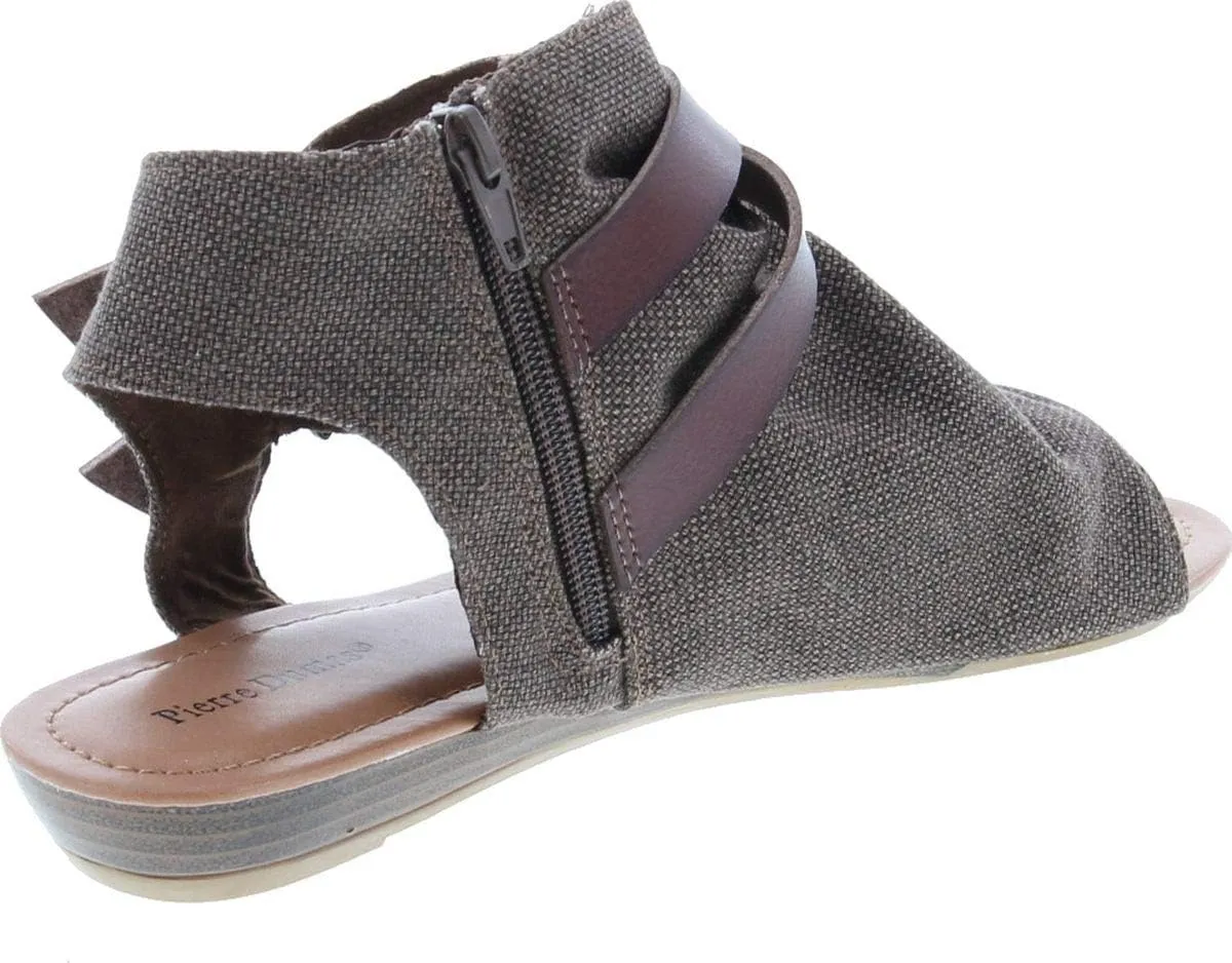 Pierre Dumas Women's Open Toe Sandal with Decorative Ankle Strap Brenna-1 Two Tone Canvas Open