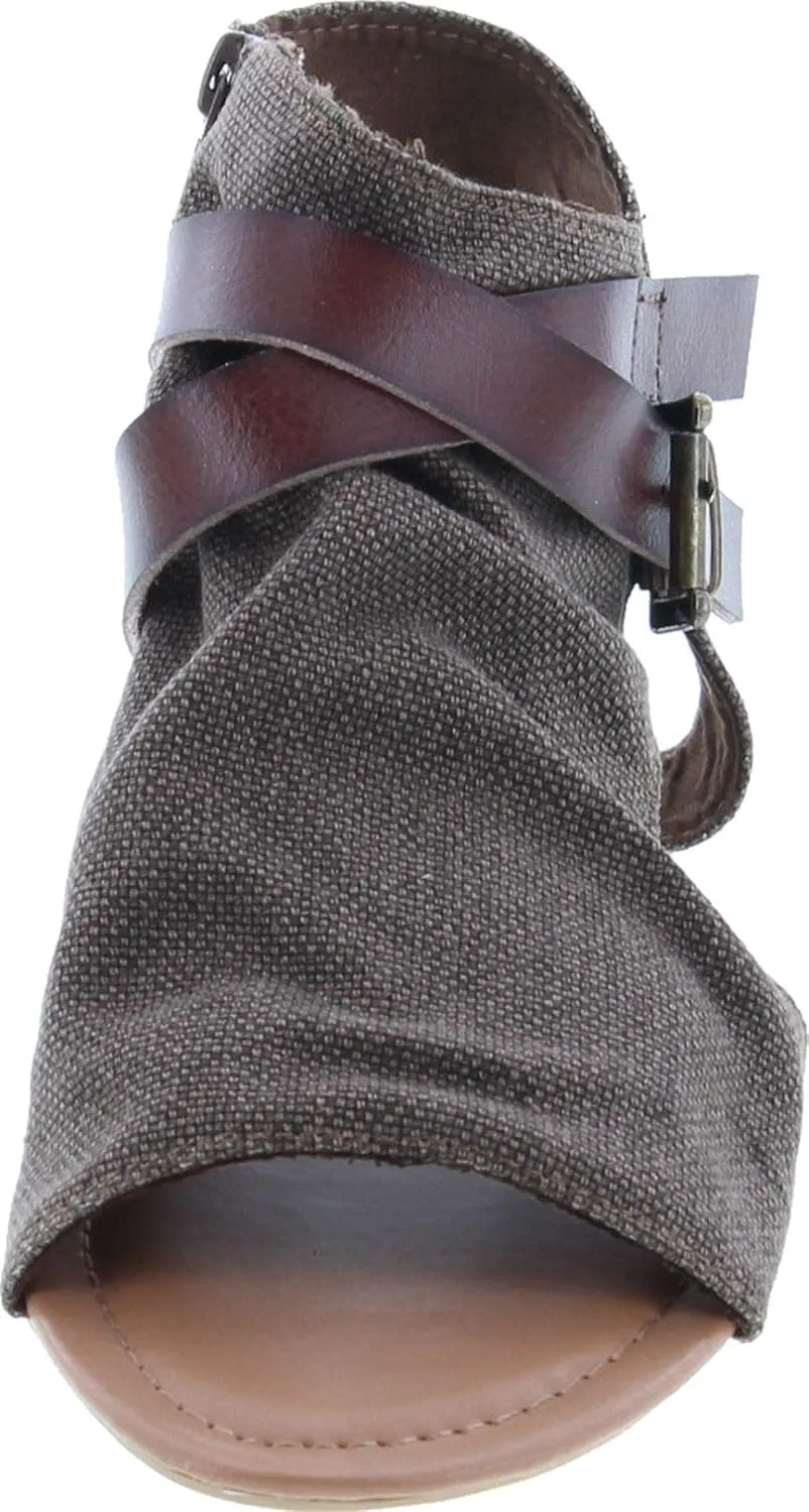 Pierre Dumas Women's Open Toe Sandal with Decorative Ankle Strap Brenna-1 Two Tone Canvas Open