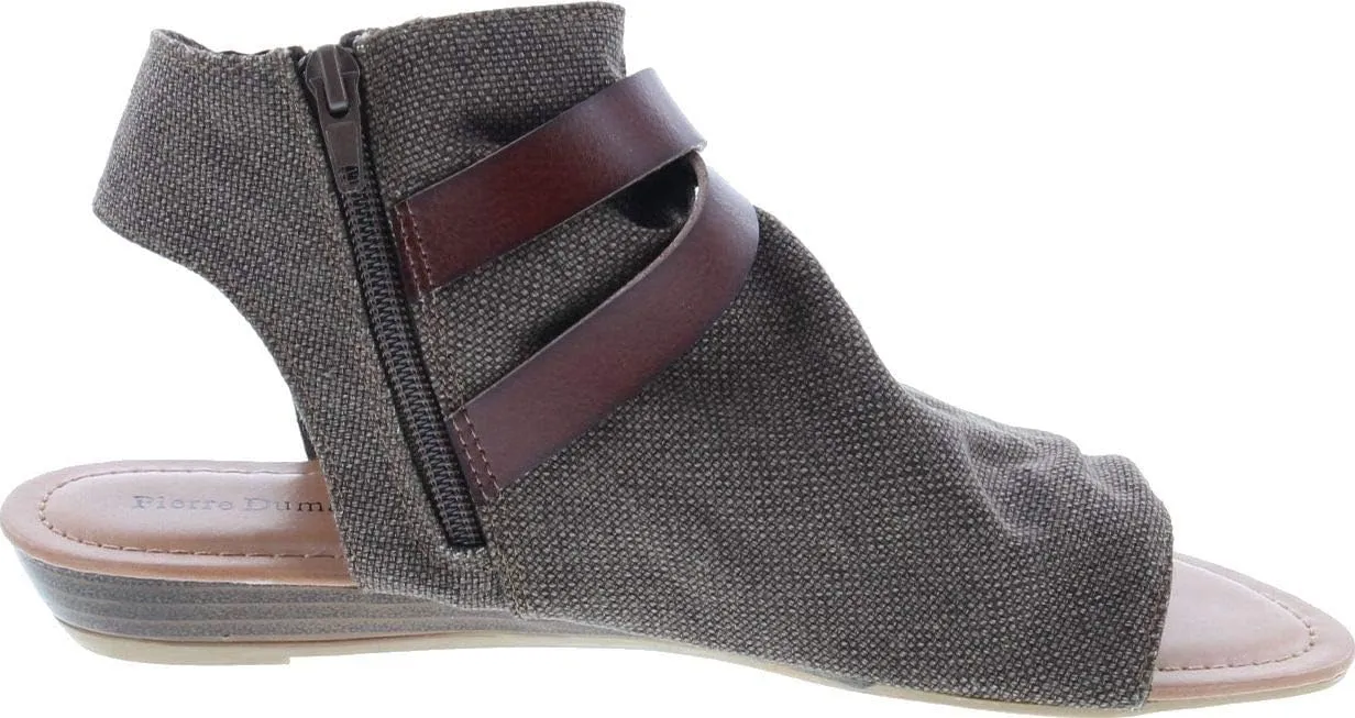 Pierre Dumas Women's Open Toe Sandal with Decorative Ankle Strap Brenna-1 Two Tone Canvas Open