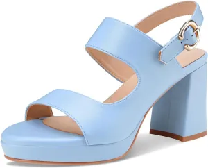 Platform Heels for Women Comfy Chunky Block Heeled Sandal Open Toe Ankle Strap Mid Heel Slingback Sandals Summer Pary Dress Shoes