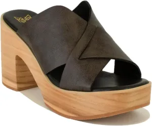 Platform Sandal for Women Wood Clogs Crisscross Heel Clogs Backless Slippers Peep Toe Sandal Slip On Slides Sandals