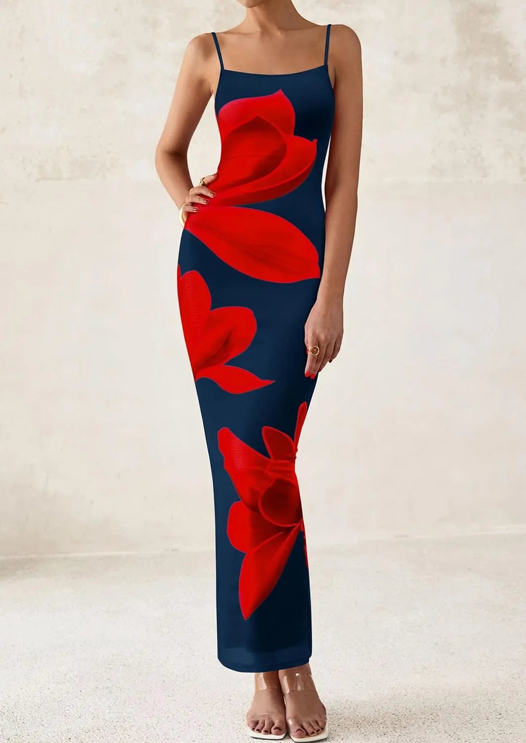 PRETTYGARDEN Womens Floral Maxi Dress Summer 2025 Sexy Spaghetti Strap Slip Bodycon Mesh Beach Vacation Dresses