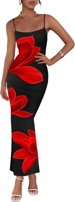 PRETTYGARDEN Womens Floral Maxi Dress Summer 2025 Sexy Spaghetti Strap Slip Bodycon Mesh Beach Vacation Dresses