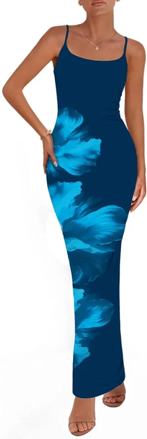 PRETTYGARDEN Womens Floral Maxi Dress Summer 2025 Sexy Spaghetti Strap Slip Bodycon Mesh Beach Vacation Dresses