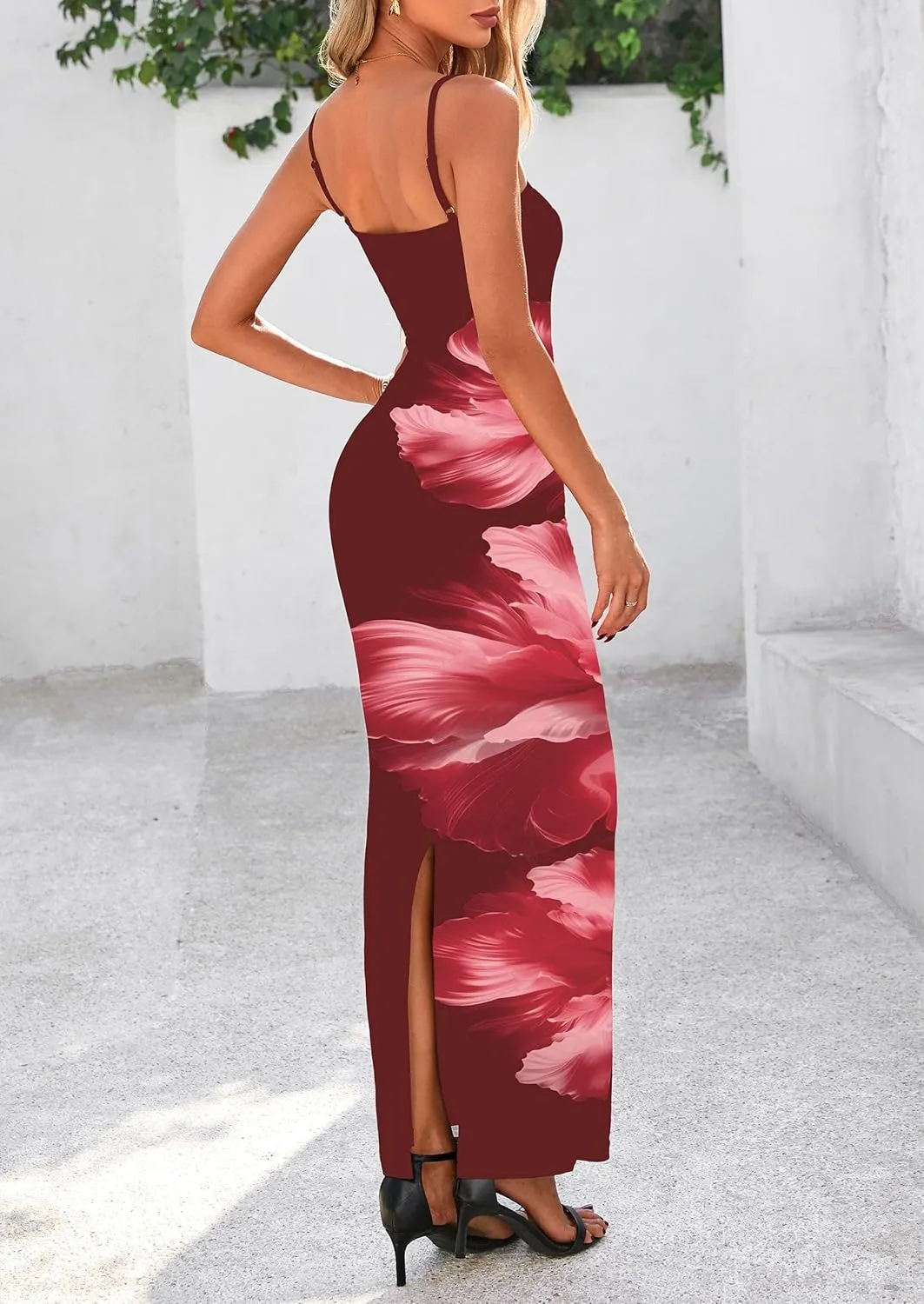 PRETTYGARDEN Womens Floral Maxi Dress Summer 2025 Sexy Spaghetti Strap Slip Bodycon Mesh Beach Vacation Dresses