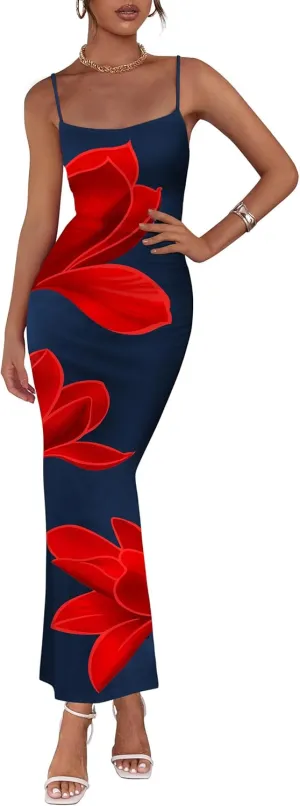PRETTYGARDEN Womens Floral Maxi Dress Summer 2025 Sexy Spaghetti Strap Slip Bodycon Mesh Beach Vacation Dresses