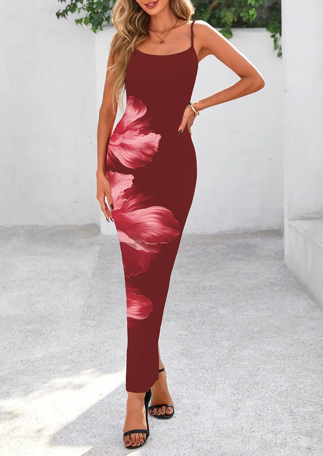 PRETTYGARDEN Womens Floral Maxi Dress Summer 2025 Sexy Spaghetti Strap Slip Bodycon Mesh Beach Vacation Dresses