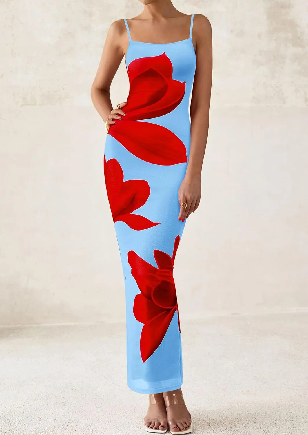 PRETTYGARDEN Womens Floral Maxi Dress Summer 2025 Sexy Spaghetti Strap Slip Bodycon Mesh Beach Vacation Dresses