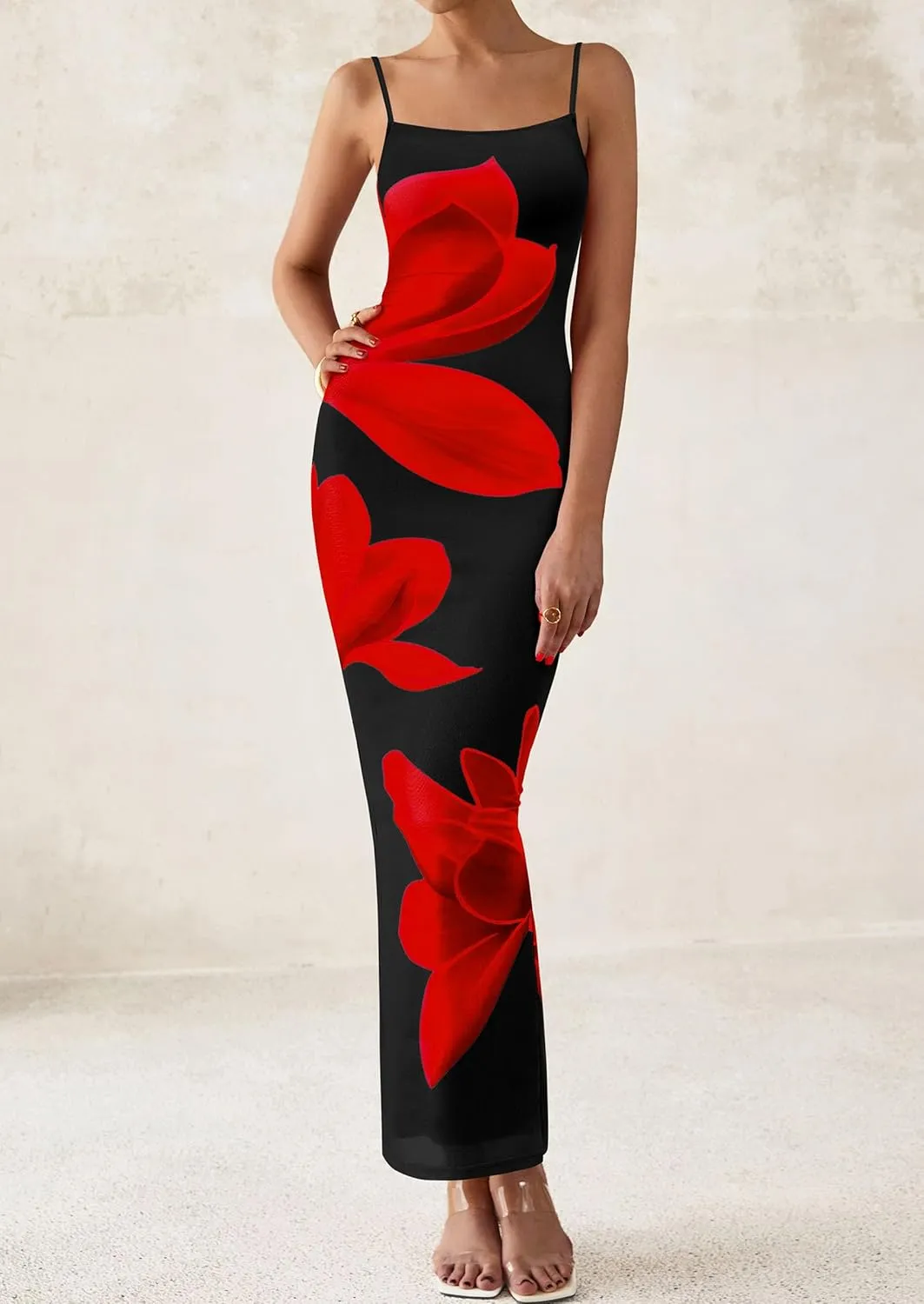 PRETTYGARDEN Womens Floral Maxi Dress Summer 2025 Sexy Spaghetti Strap Slip Bodycon Mesh Beach Vacation Dresses