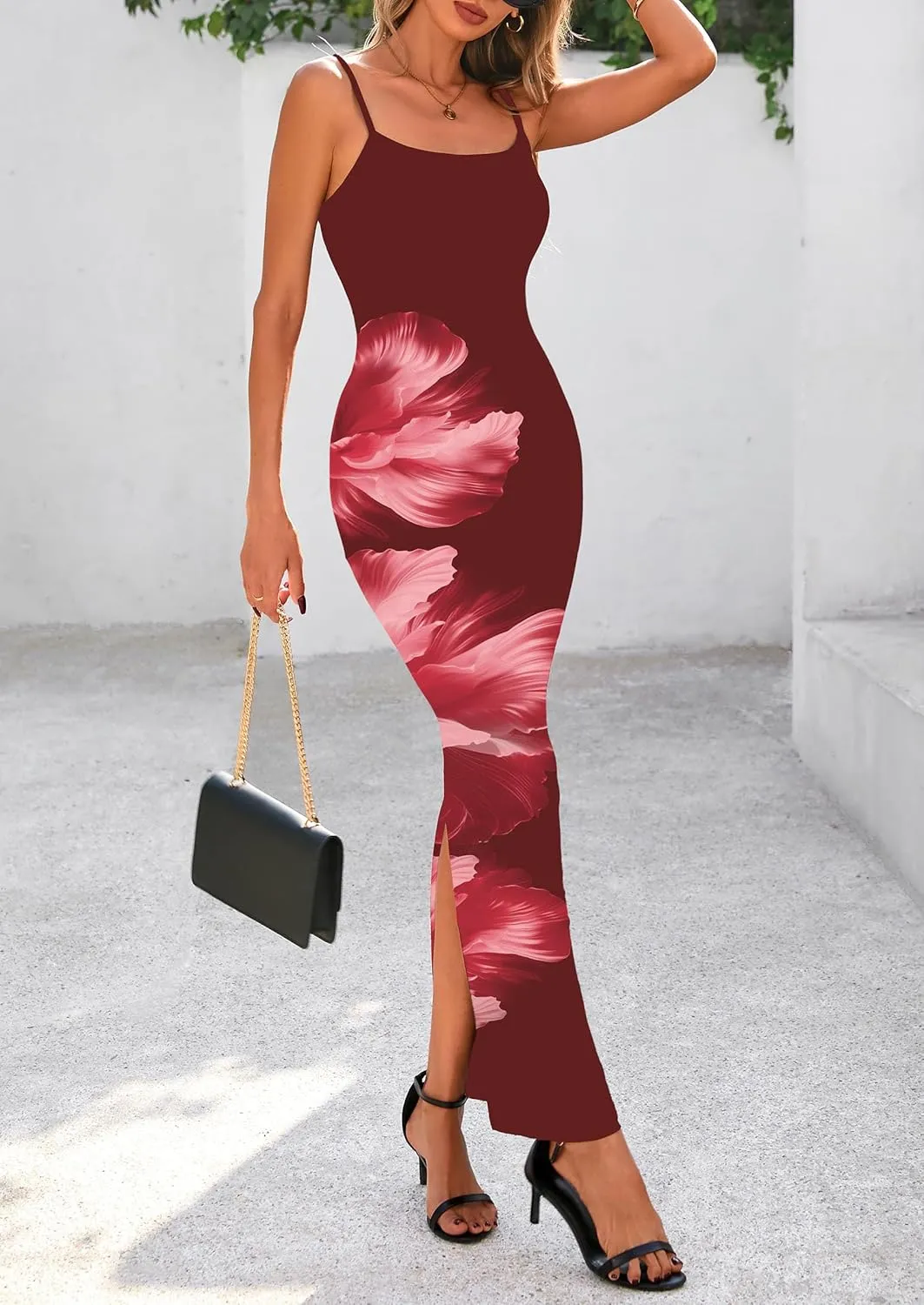 PRETTYGARDEN Womens Floral Maxi Dress Summer 2025 Sexy Spaghetti Strap Slip Bodycon Mesh Beach Vacation Dresses