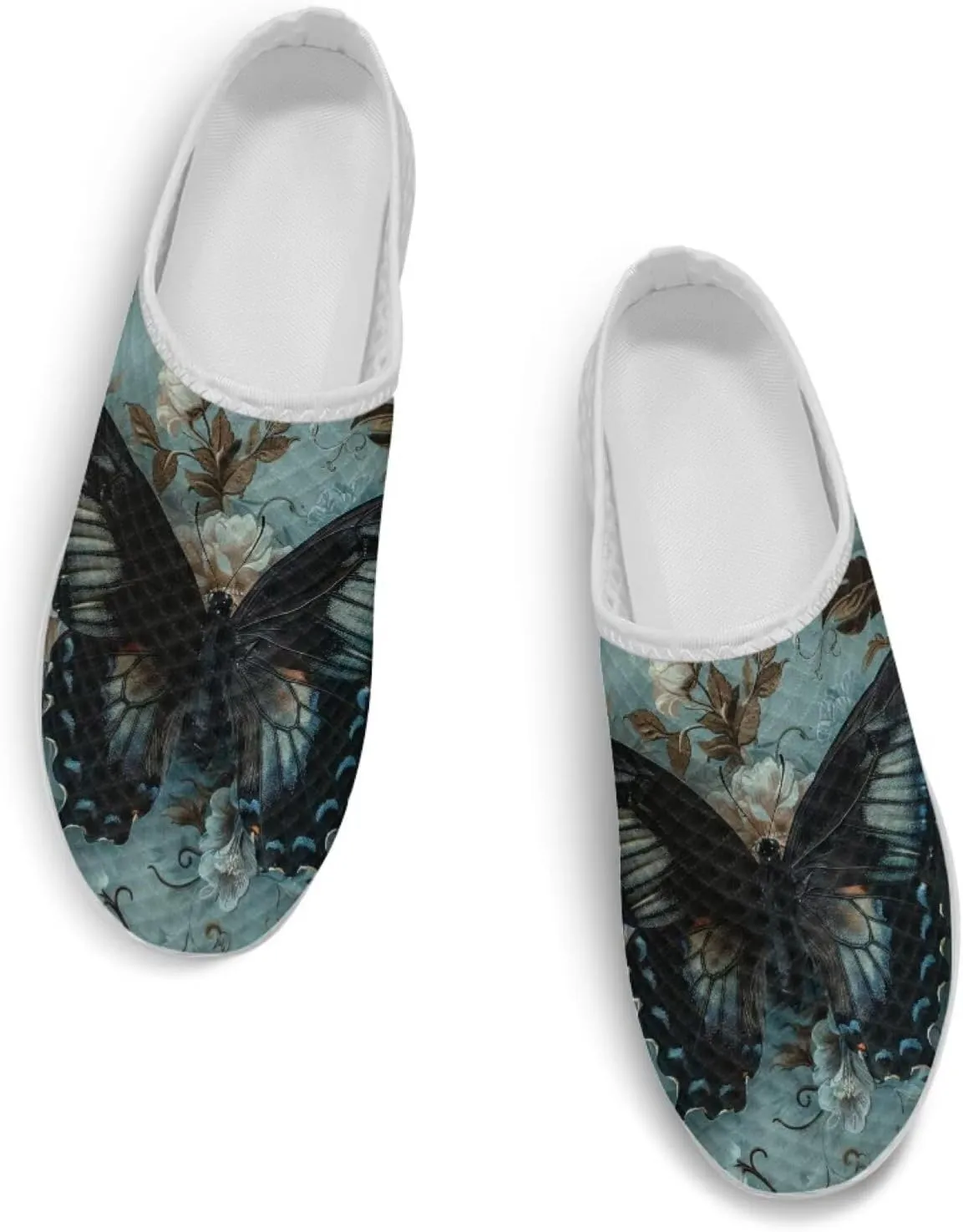 Printed Mules for Women Flats Pointed Toe Loafer Shoes Kint Mesh Clog Slippers Daily Footwear