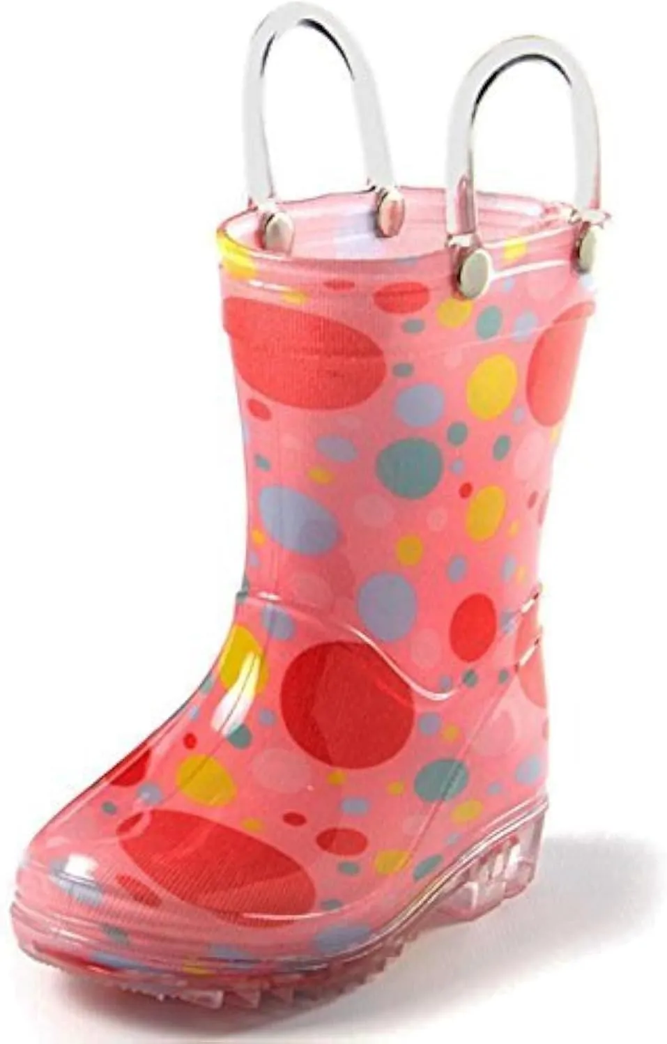 Puddle Play Toddler and Kids Waterproof PVC Rain Boots with Easy-On Handles – Lightweight Slip-Resistant Outdoor Boots for Boys and Girls