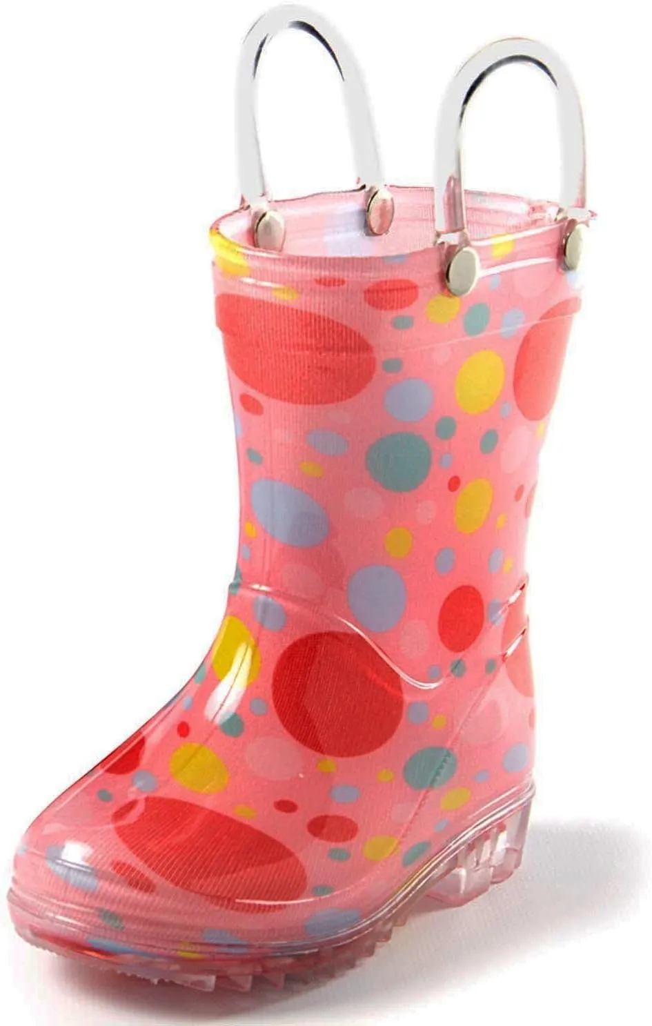 Puddle Play Toddler and Kids Waterproof PVC Rain Boots with Easy-On Handles – Lightweight Slip-Resistant Outdoor Boots for Boys and Girls